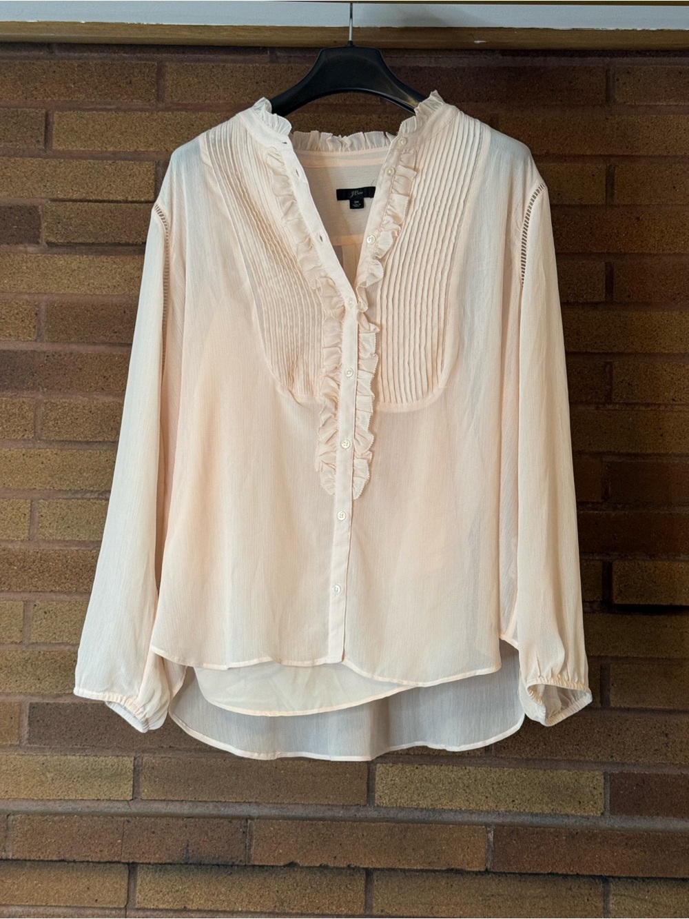 J.Crew Light Blush Pink Ruffled Pintuck Blouse Shear with Cami